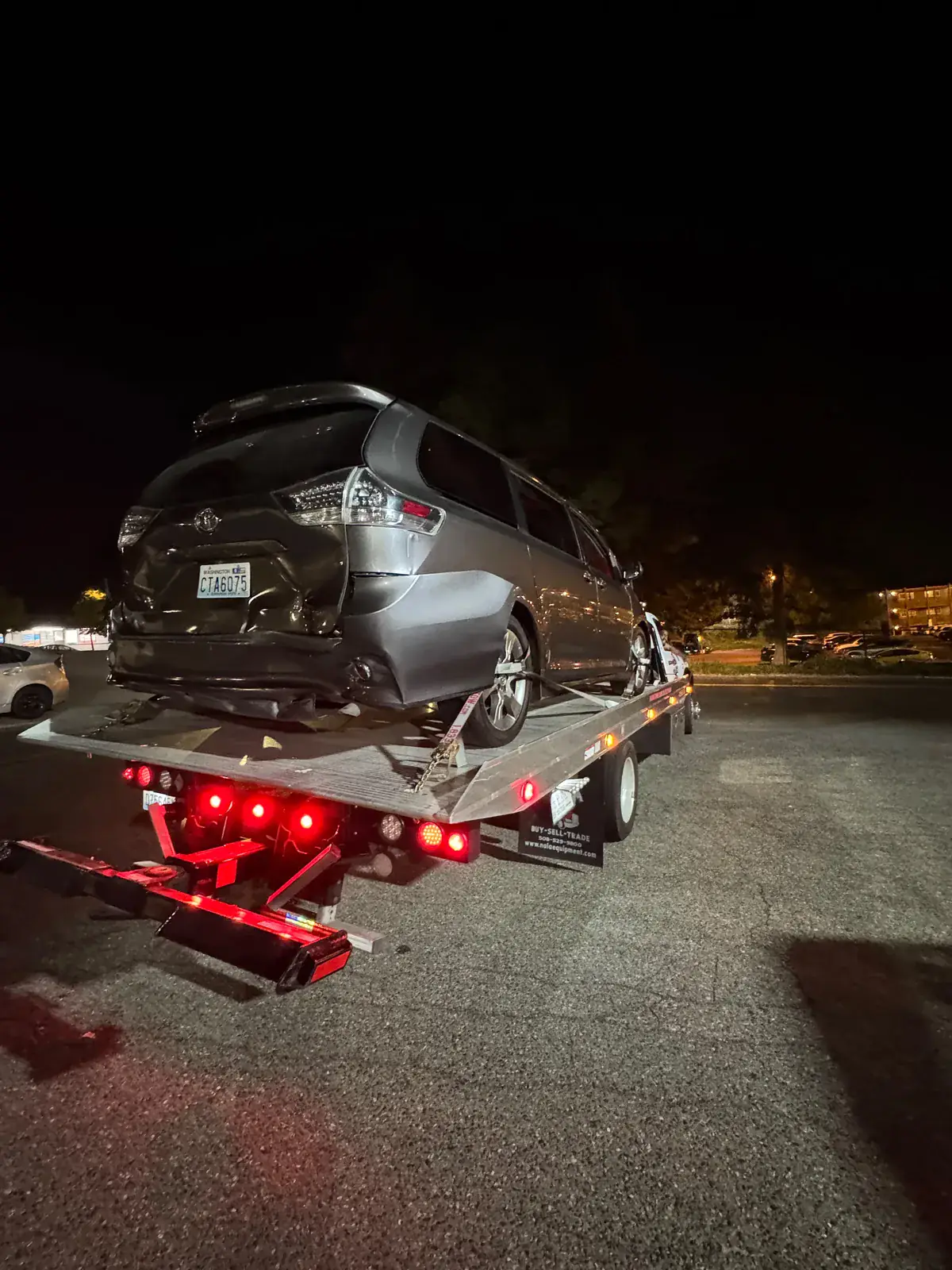 Pathfinder Towing rollback loading a vehicle at night